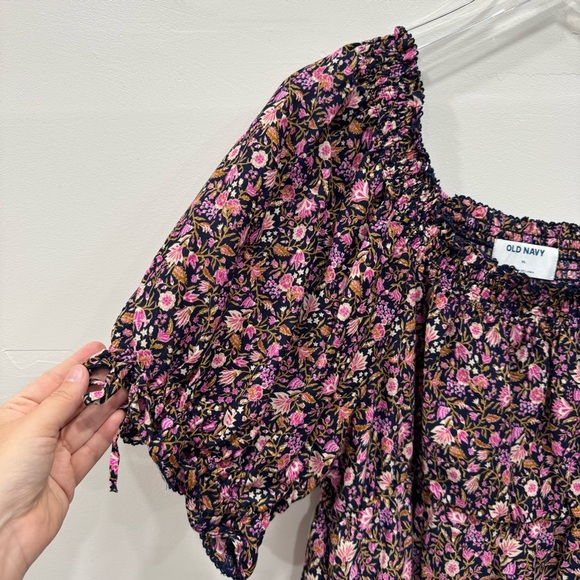 Old Navy Puff Sleeve Square Neck Floral Babydoll Blouse Top New XL - Picture 3 of 8